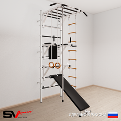 Шведская стенка Sv Sport 527 (Турник рукоход/Брусья/Стойка/Скамья/Канат/Кольца/Лестница)