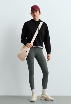 Oysho Толстовка с модалом и начесом Boxy, черный