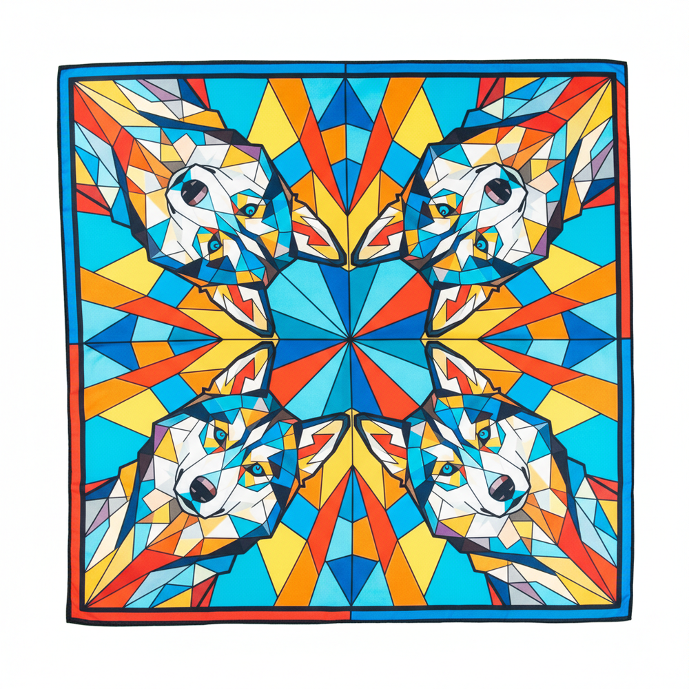 Шейный платок «Хаски (витраж)», 70×70 см