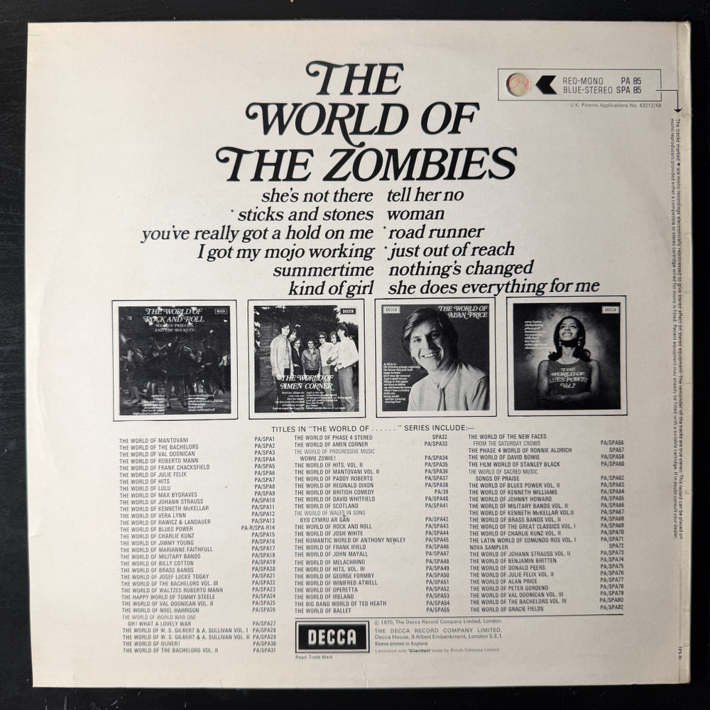 The Zombies ‎– The World Of The Zombies (Англия 1970г.)