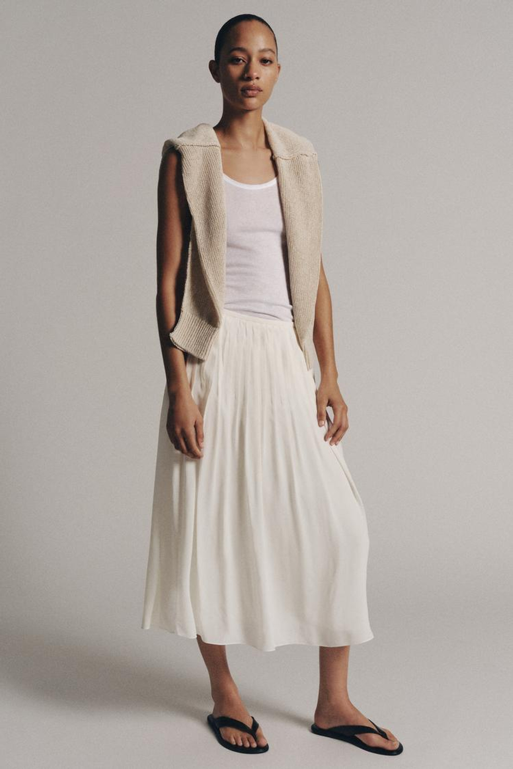 ZARA ЮБКА СО СКЛАДКАМИ — ZW COLLECTION, ЭКРЮ