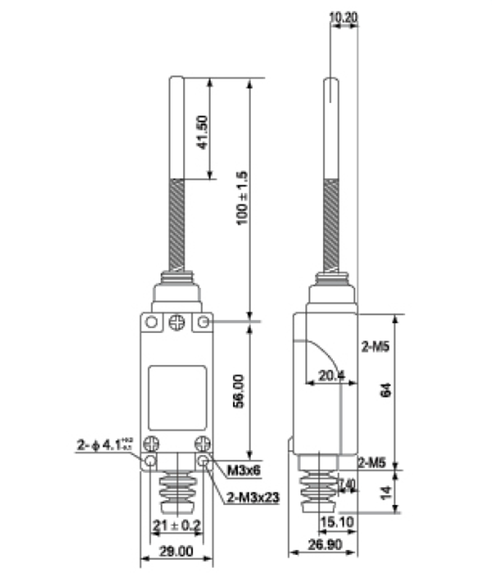 TZ-8168 Конечный выключатель с пружинным штоком и стальным стержнем