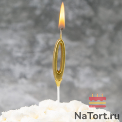 Свеча для торта мини, цифра 0 (золото, 4,5 см)