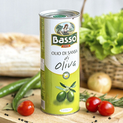 Оливковое масло BASSO Для жарки Рафинированное (Pomace) в ж/б 1 л, Италия