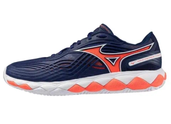 Мужские кроссовки теннисные Mizuno Wave Enforce Tour 2 CC - beacon blue/white/lava orange