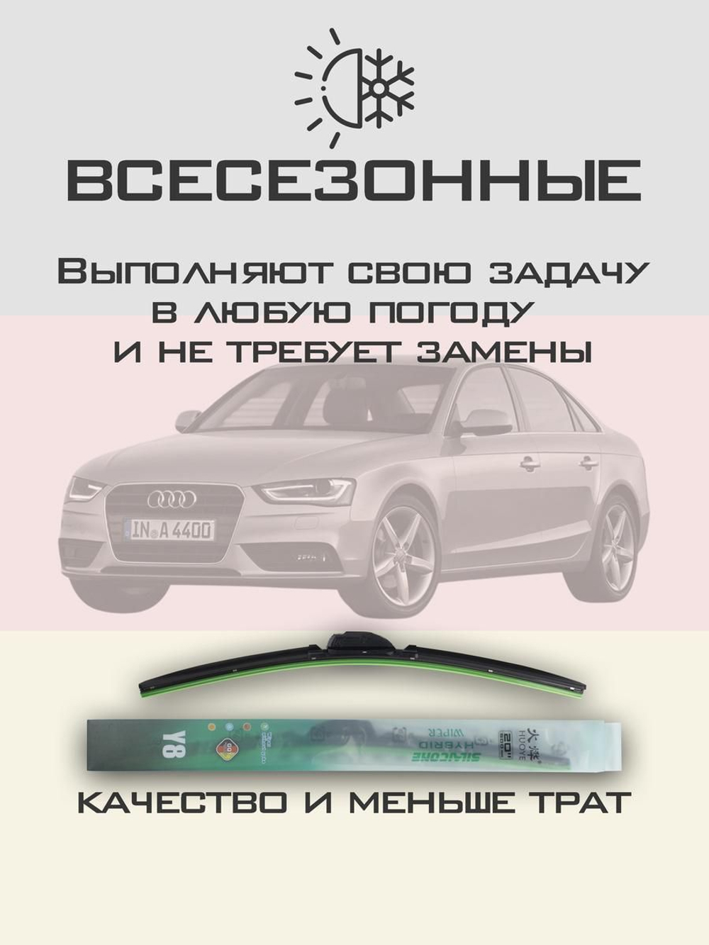Щетки стеклоочистителя HUOYE Y8 600/500 мм на Audi A4 | Push button