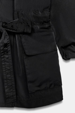 ZARA КУРТКА С ПОЯСОМ — ZW COLLECTION, ЧЕРНЫЙ
