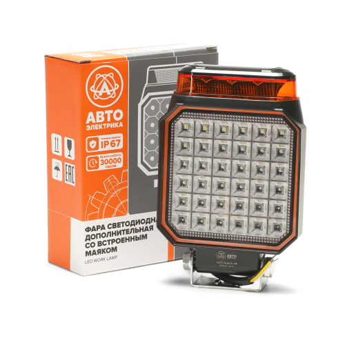 AE30S-36LED-HC-WR Фара светодиодная дополнительная с проблесковым маяком в сборе, квадратная 130х30х100, направленный свет, 36 диодов, крепление по центру, 30 Вт, 12/24 В