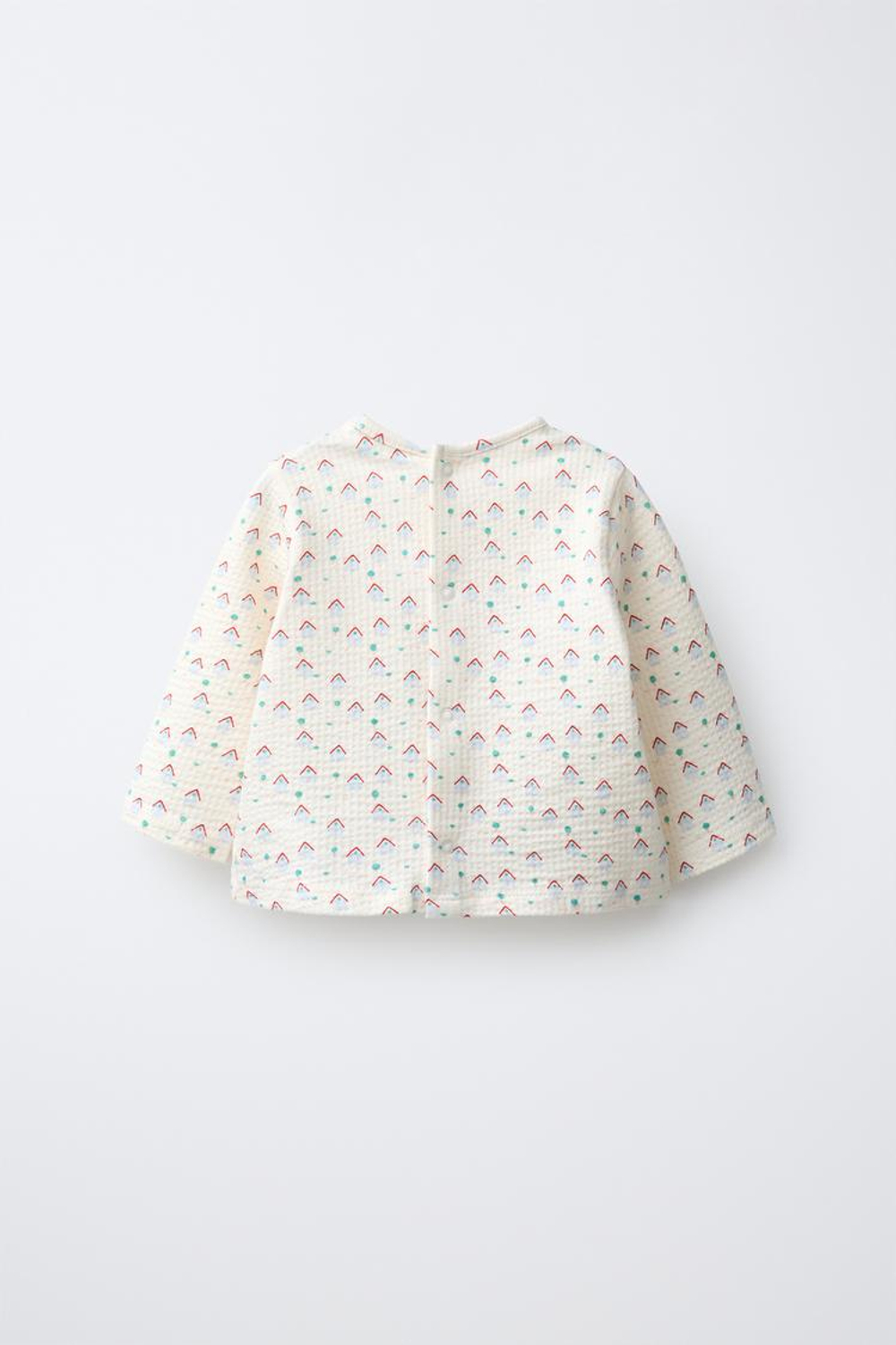 ZARA ФУТБОЛКА С ПРИНТОМ ДОМИКИ, СИНИЙ/БЕЛЫЙ