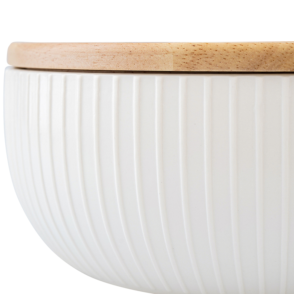 Салатник с крышкой из каучукового дерева soft ripples, dual glazing, D22 см