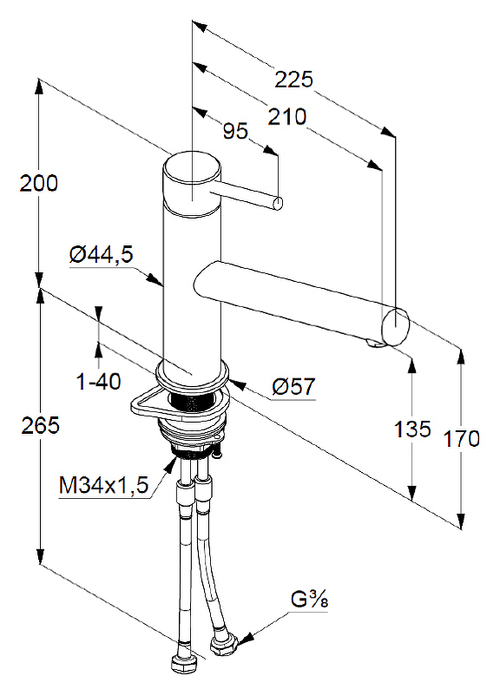 Смеситель для кухонной мойки KLUDI STEEL однорычажный, хром (44850F860)