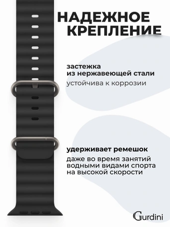 Ремешок Ocean band для Apple Watch 42/44/45/49 mm Black