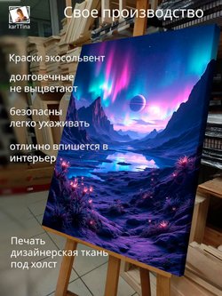 Картина "Космический пейзаж", для интерьера 50х70см 1шт., на деревянном подрамнике