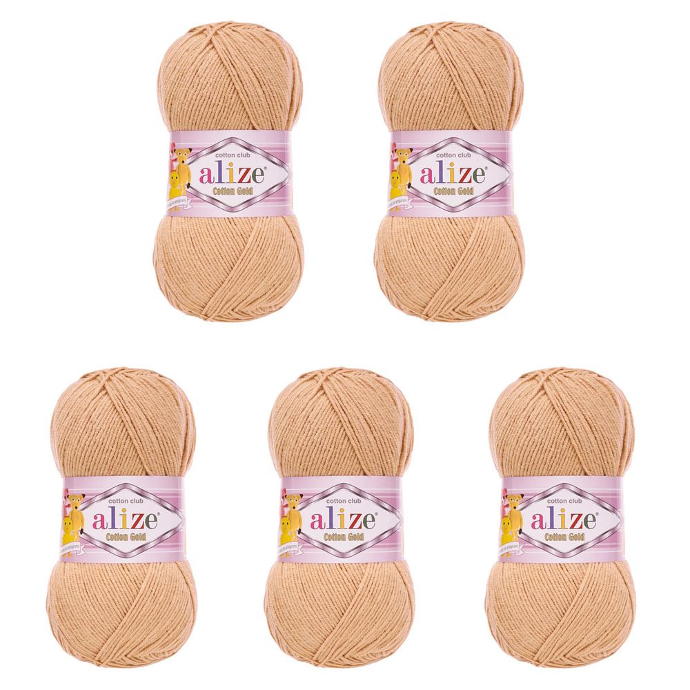 Пряжа Alize (Ализе) Cotton Gold / уп.5 мот. по 100 г, 330м, 446 пепельная пудра A