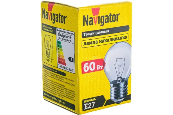 Лампа Navigator 60Вт Е27 шаровидная прозрачная 09774