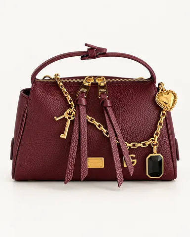 Женская сумка Dolce&Gabbana Vittoria — бордовая, зернистая