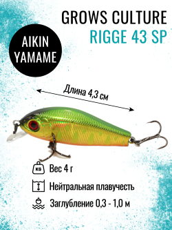 Воблер Минноу Rigge 43SP 43 мм 4 г цвет 17 Aikin Yamame