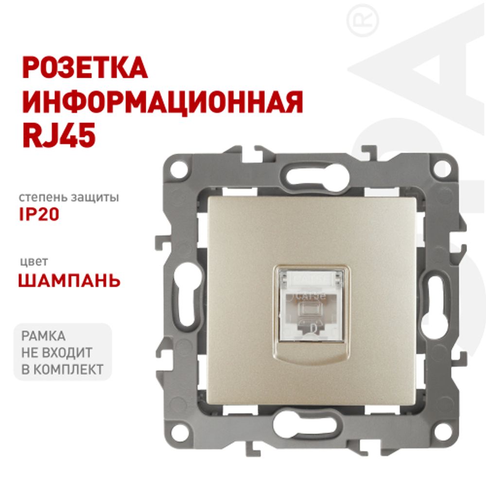 Розетка ЭРА Серия 12 12-3107-04 информационная RJ45 IP20 шампань | Эра 12