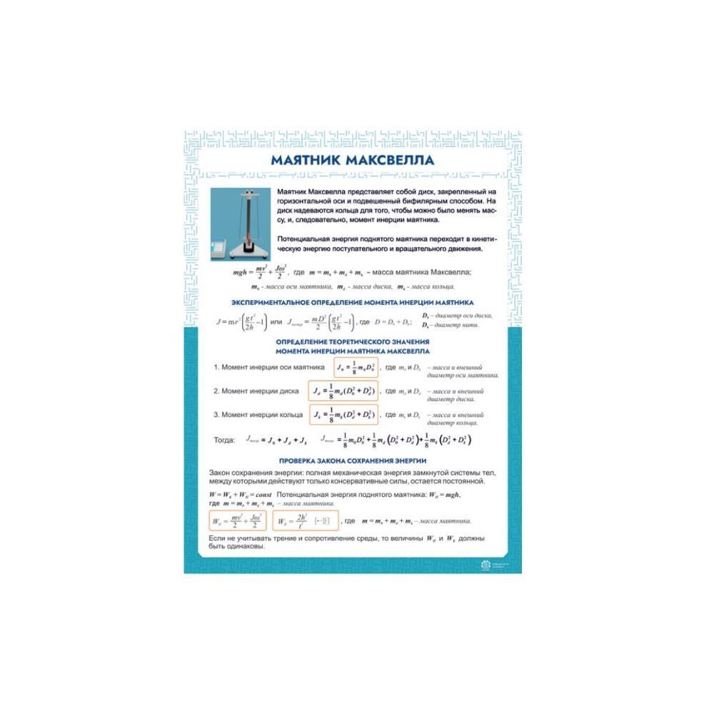 Информационный стенд "Маятник Максвелла" ZILUO ИС0102