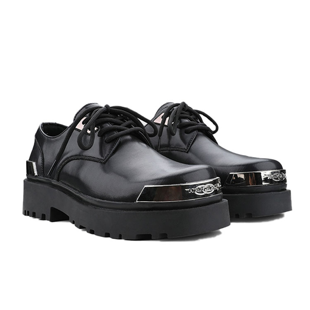 HANQIAORIJI Future Series Large Derby Cow Split Leather Casual Shoes Unisex Black
