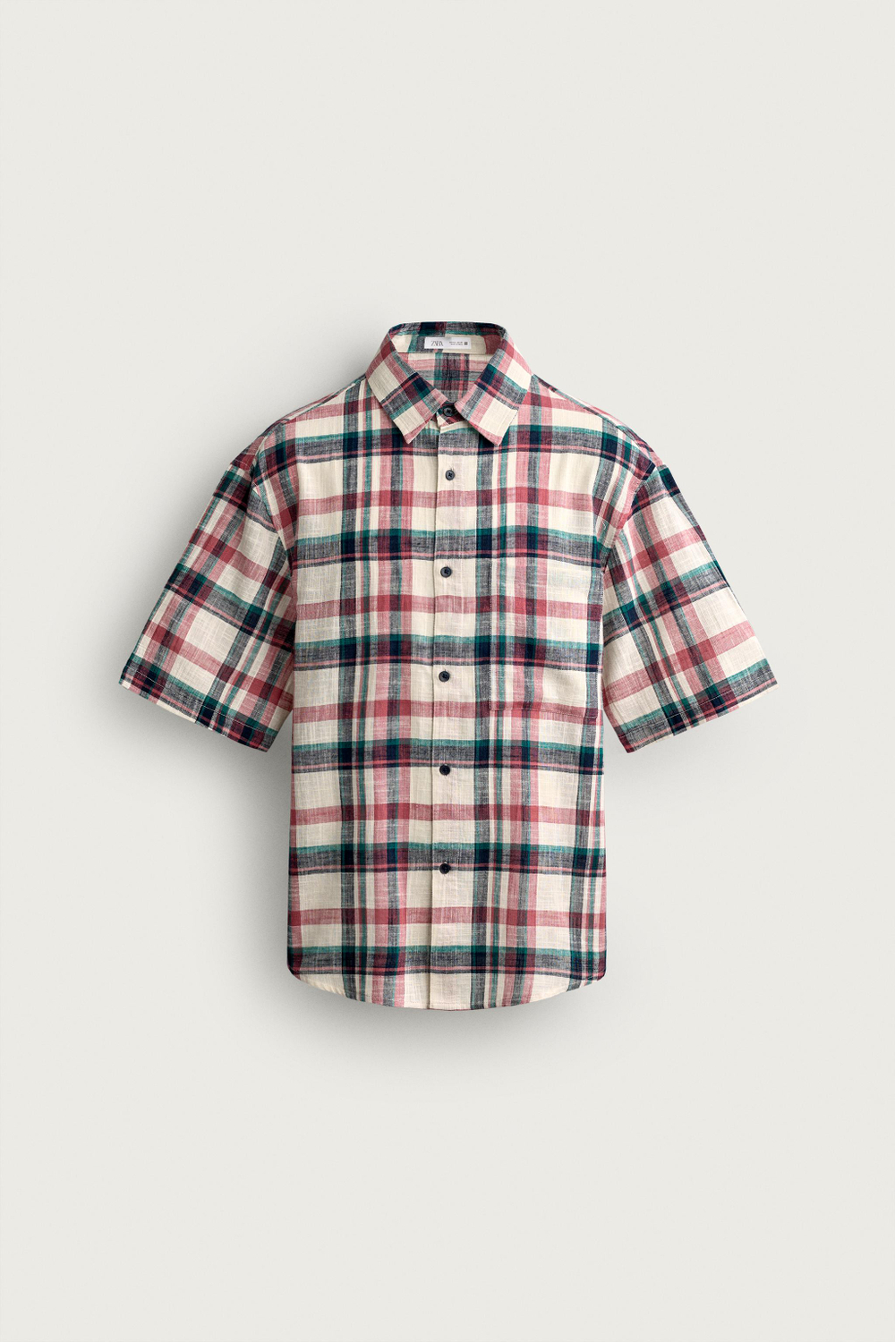 РУБАШКА RELAXED FIT С РЕЛЬЕФНЫМ УЗОРОМ В КЛЕТКУ — ZARA