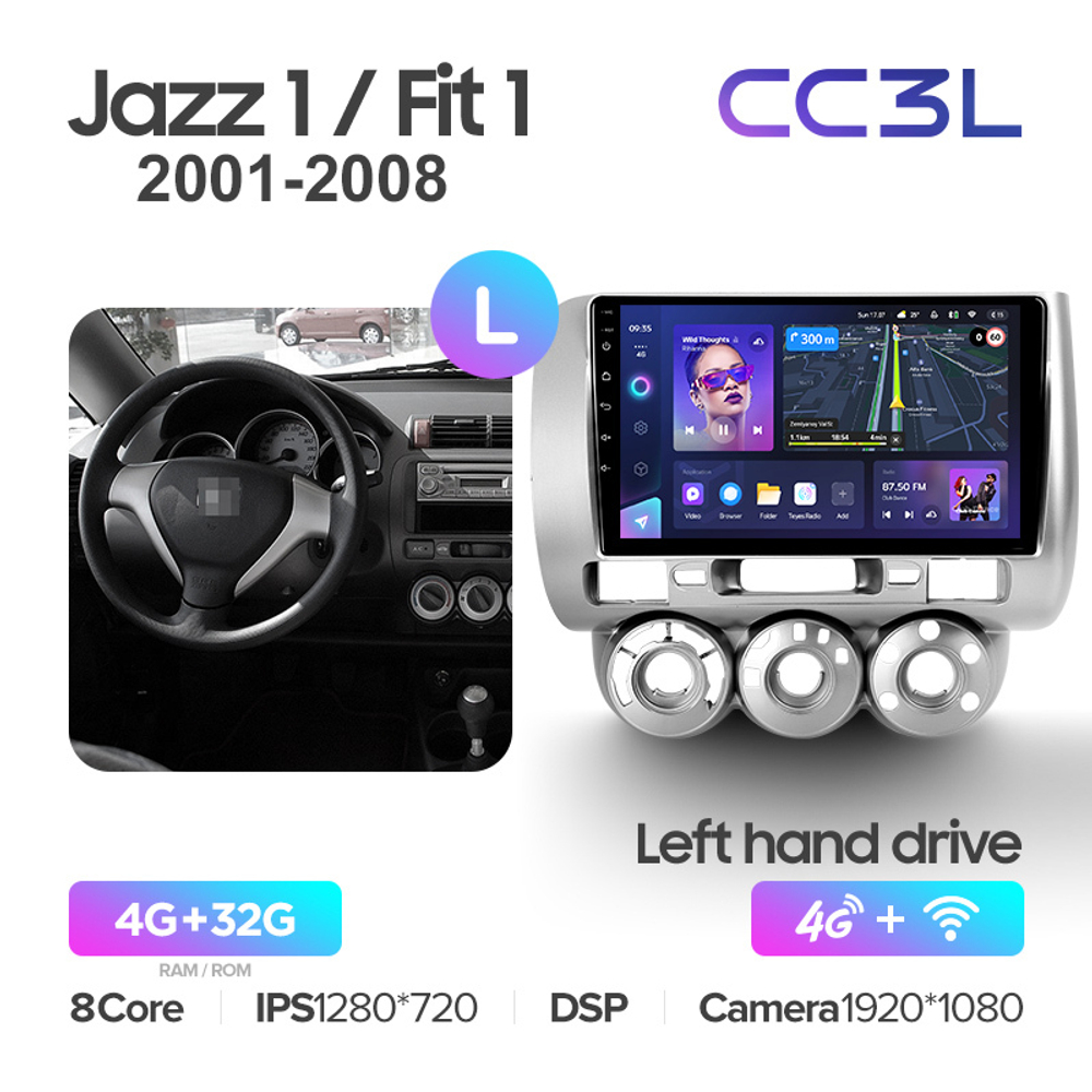 Teyes CC3L 9"для Honda Fit, Jazz 2001-2008 (прав)