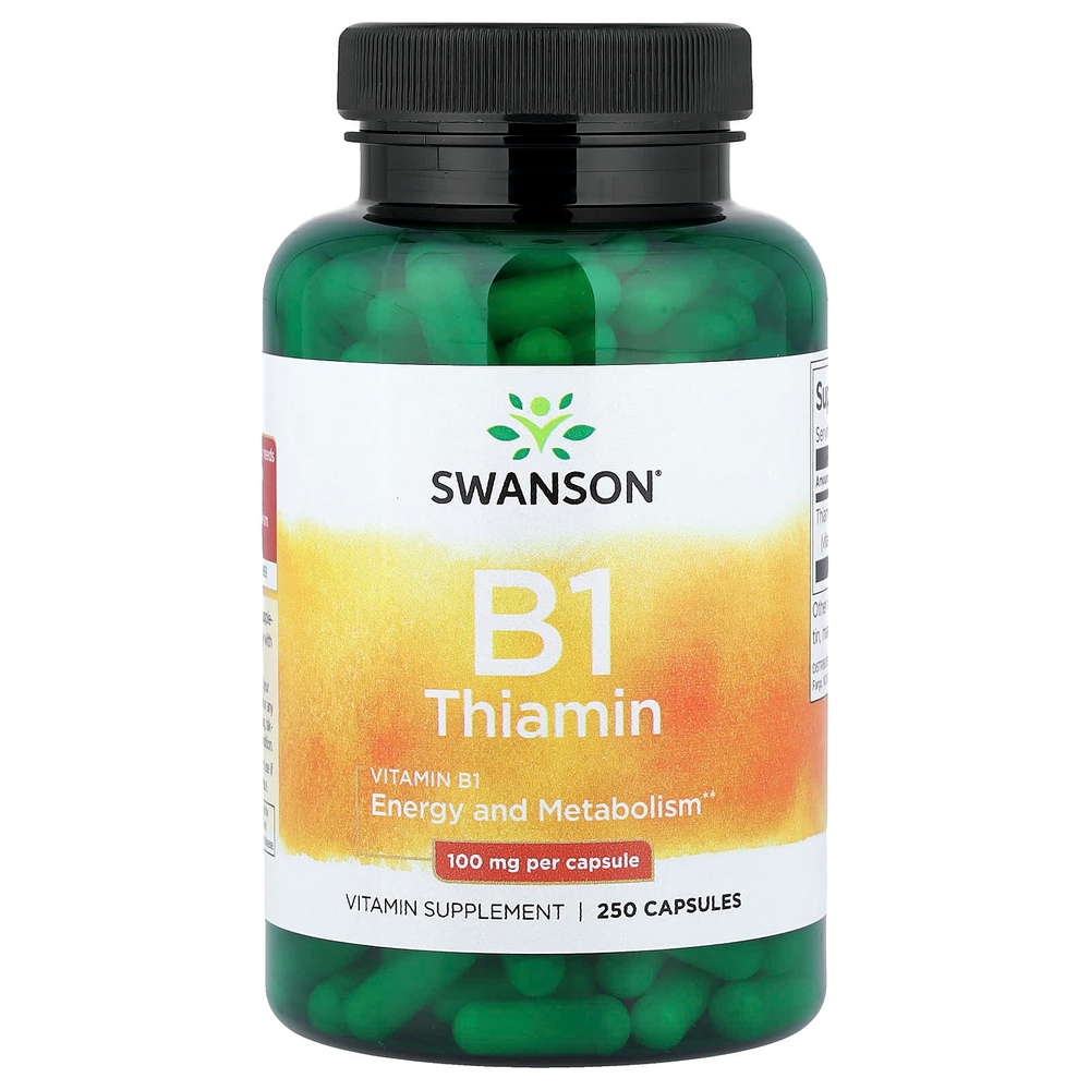 Swanson Vitamins, витамин B1 и тиамин, 100 мг, 250 капсул