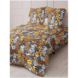 КПБ Бязь "Котики" 1,5СП Прост 1,5*2,2; Под 1,5*2,15; нав. 70/70 2шт