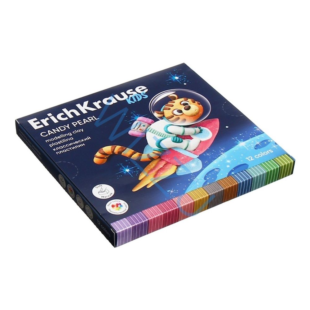 Пластилин классический ErichKrause Kids Space Animals 12 цветов со стеком, 216 г (в коробке 12 шт) Арт. 61332