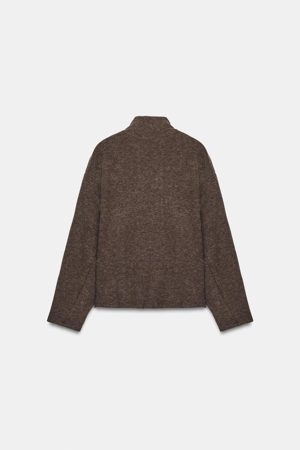 ZARA ТОП ИЗ МЯГКОЙ ТКАНИ С ДВУБОРТНОЙ ЗАСТЕЖКОЙ, ШОКОЛАДНЫЙ