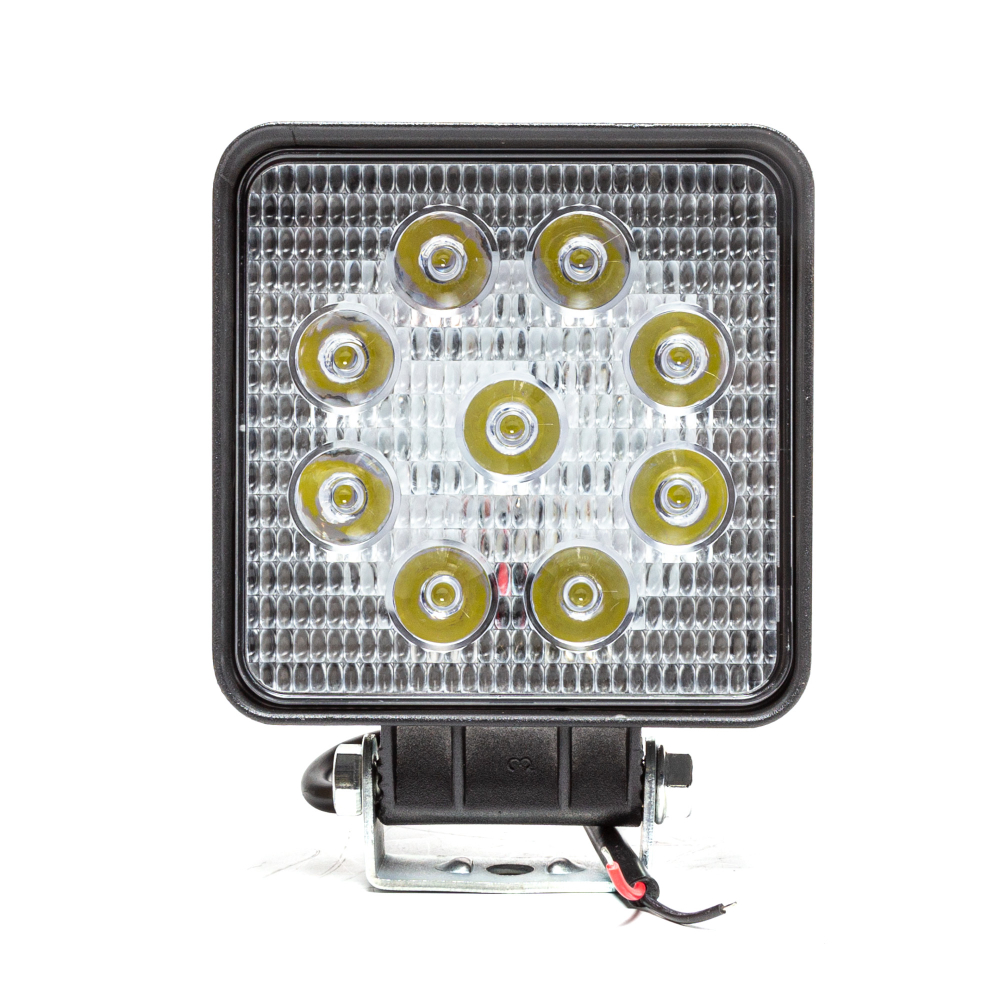 AE27S-9LED-42HC Фара светодиодная дополнительная, квадратная 110х42х140, направленный свет, 9 диодов, крепление по центру, 27 Вт, 10-30 В