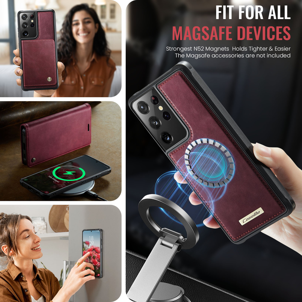 Чехол-кошелек CaseMe 2 in 1 MagSafe Samsung Galaxy S21 Ultra