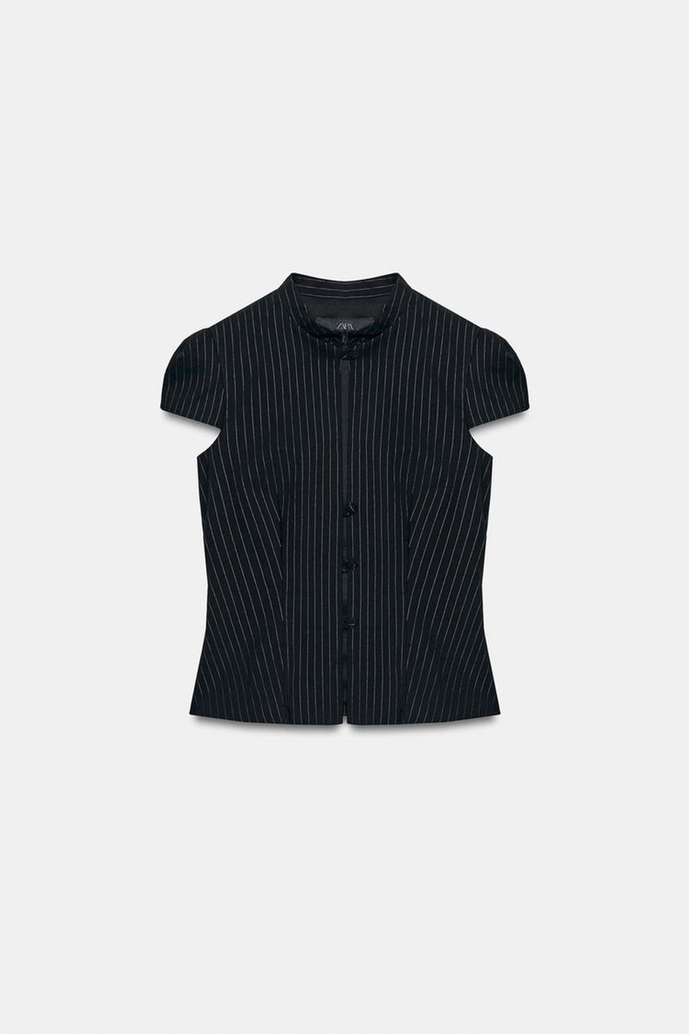 ZARA ТОП В ПОЛОСКУ НА ПУГОВИЦАХ, ЧЕРНЫЙ