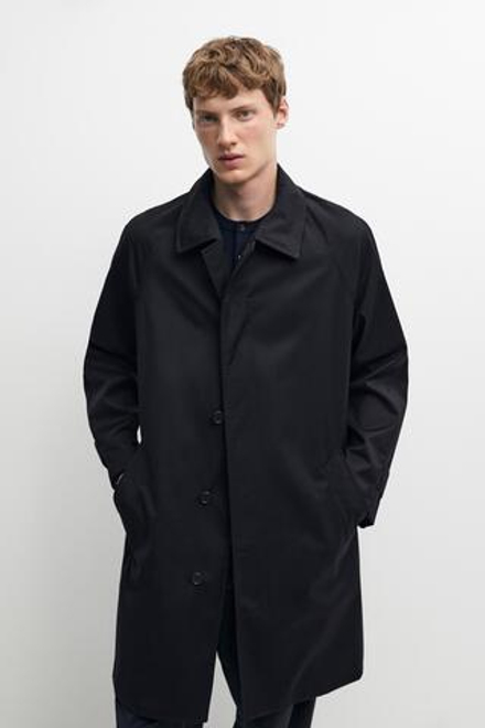 Massimo Dutti Тренч из 100% шерсти, темно-синий