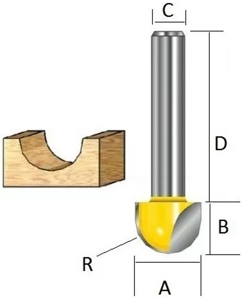 Пазовая галтельная фреза 8R, 16х12, S12, 2T Makita D-10833