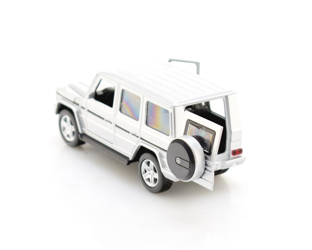 Модель ин. мет. "Mercedes-Benz G-Class" 12см, двери, багаж, серебристый, коробка G-СLASS-SL (Технопарк)