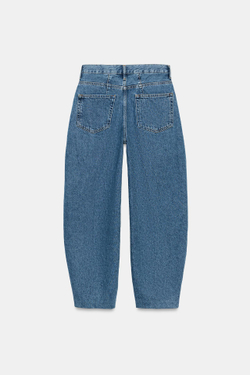 ZARA ДЖИНСЫ TAPERED С ВЫСОКОЙ ПОСАДКОЙ — ZW COLLECTION, СИНИЙ