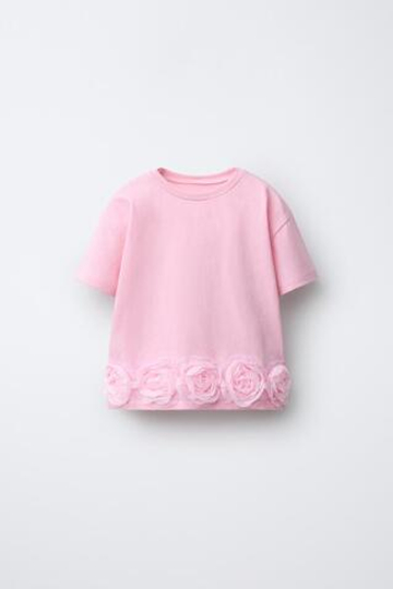ZARA ФУТБОЛКА С КОНТРАСТНЫМИ ЦВЕТАМИ, РОЗОВЫЙ