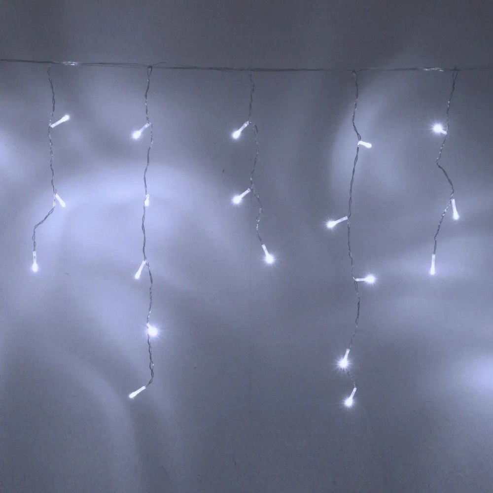 Гирлянда для дома БАХРОМА ш1,5м* в30/50 см 48 ламп LED, прозрачн. провод, 8 реж, IP-20, Белый