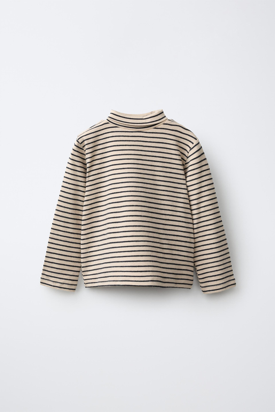 ZARA ФУТБОЛКА В ПОЛОСКУ, ЦВЕТ СЛОНОВОЙ КОСТИ