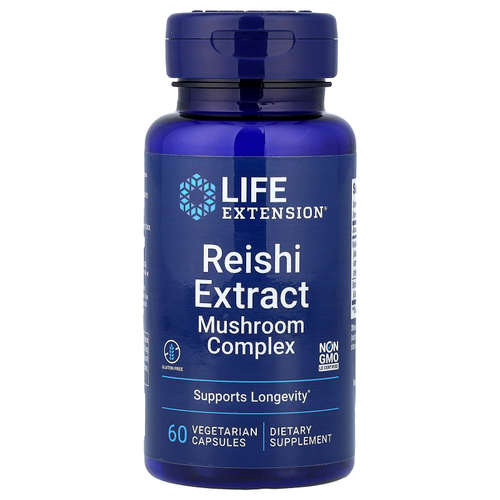 Life Extension, Комплекс с экстрактом грибов рейши, 60 вегетарианских капсул