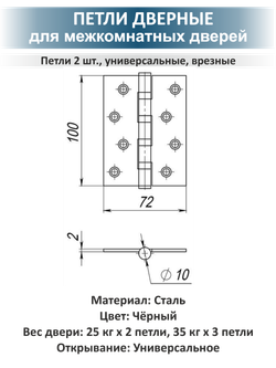 Ручка межкомнатная с магнитной защелкой и петлями TREND