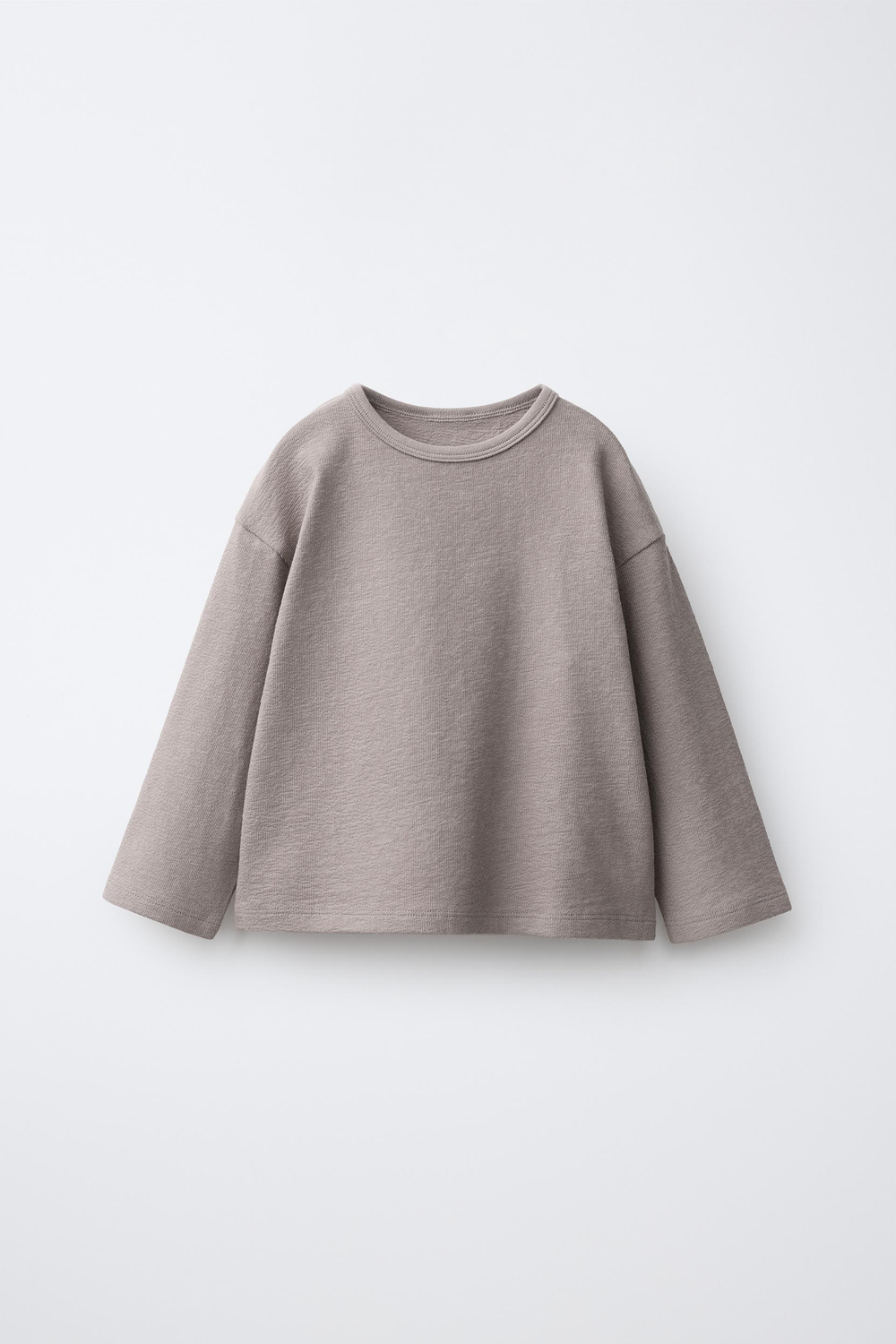 ZARA ОДНОТОННАЯ ФУТБОЛКА, СЕРО-КОРИЧНЕВЫЙ