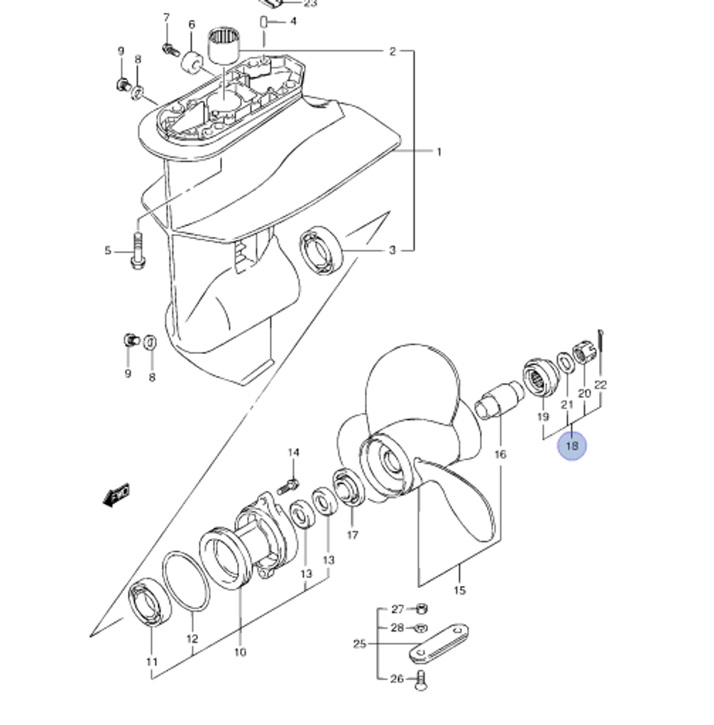 Установочный комплект винта Suzuki DF8/DF9.9
