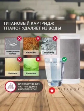 Титановый картридж для фильтра очистки воды TITANOF SL8, производительность до 500 л/час