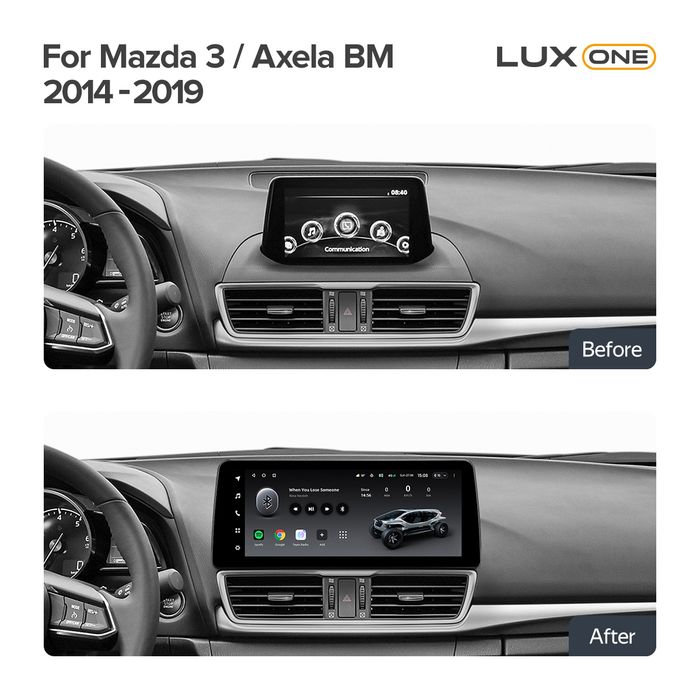 Магнитола для Mazda 3 BM, Axela 2013-2019 - Teyes LUX ONE монитор 12.3" 2K QLED на Android 10, Быстрая, CarPlay, 4G SIM-слот