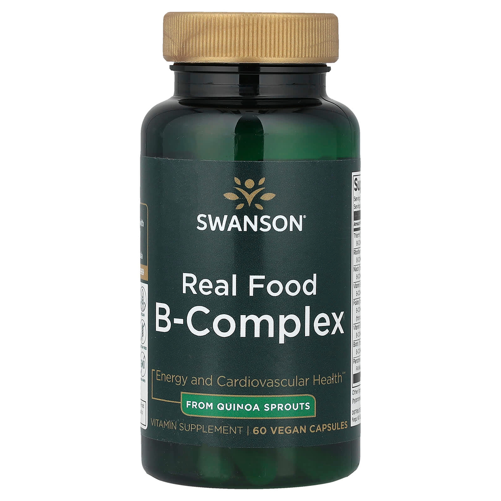 Swanson Vitamins, комплекс витаминов группы B из натуральных продуктов, 60 веганских капсул