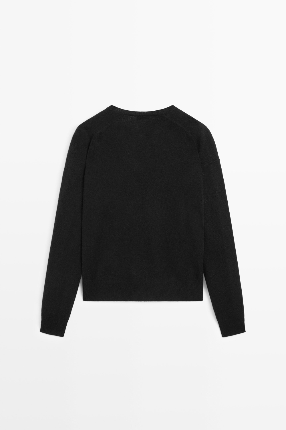 Massimo Dutti Свитер из смесовой шерсти с V-вырезом, черный