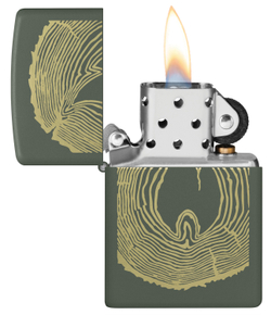 Зажигалка Zippo Wood Ring с покрытием Green Matte, латунь/сталь, зеленая, матовая, 38x13x57 мм