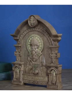 Спиридон Тримифунтский, икона из дерева, 32х26х3,8 см